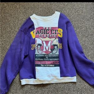 Vintage College Graphic Pullover in Purple & White